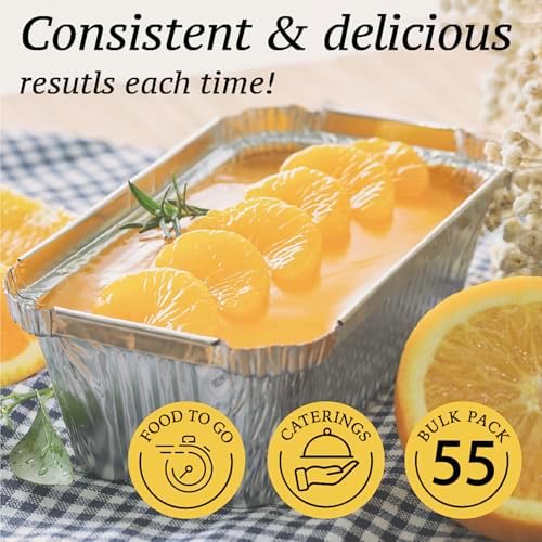 (55 Pack Aluminum Loaf Pans with Lids 1.5 LB Disposable Bread Tins for Baking, Lunch Containers, Single Serve Baking Dishes - Foil Loaf Pans, Aluminum Bread Pans 7.8 x 4.3 x2 Inches - Image 5