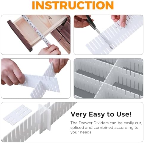 ALBAD Plastic Drawer Dividers Adjustable Drawer Organizer Dividers Separator for Tidying Clutter/Cutlery/Underwear/Socks/Clothes/Dresses/Boxes/Bins in Kitchen Bathroom Bedroom Office - Image 3