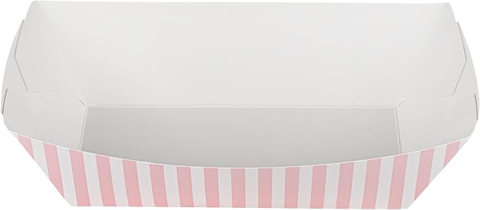 Restaurantware-Bio Tek 2 Pound Food Trays, 50 Disposable Paper Food Trays - Heavy-Duty, Greaseproof, Pink and White Paper Boats, for Snacks, Appetizers, Or Treats, Use At Parties Or Carnivals - Image 14