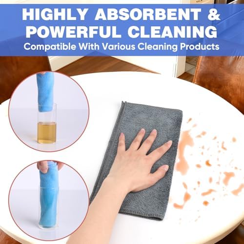 TEAWOO 10 PCS Grey Microfiber Cleaning Cloths, Assorted Cleaning Rags - Image 3
