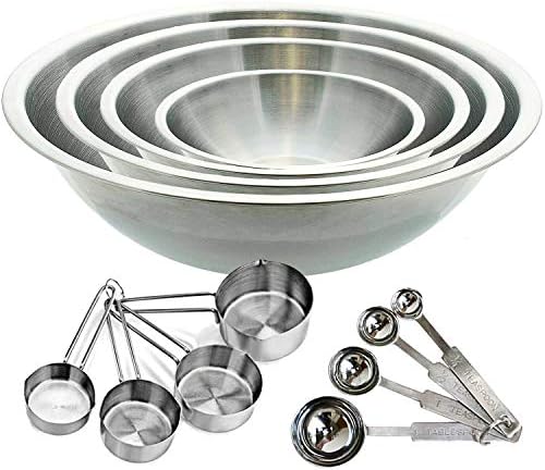 12Piece Stainless Steel Measuring Cups and Measuring Spoon Set with 4 Mixing Bowls - Image 3