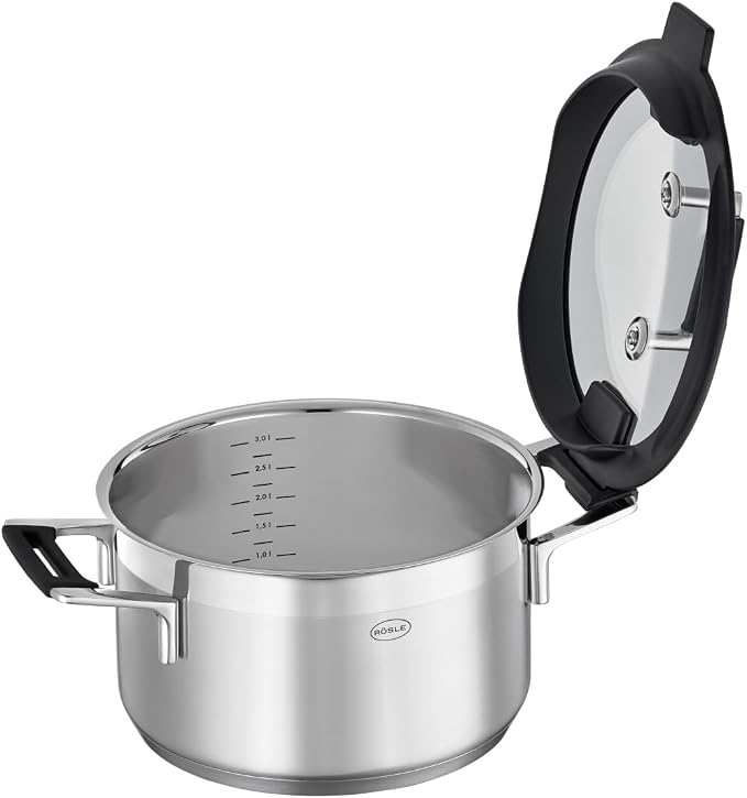 Rosle 91962 Silence Pro Stainless Steel High Casserole Cooking Pot with Insulated Handles & Lid 20 cm / 7.9 in, Silver - Image 3