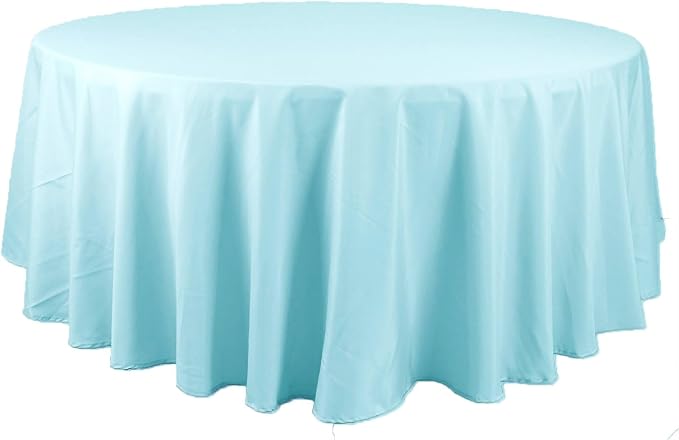 BalsaCircle 6 pcs 108 inch Blue Round Polyester Tablecloths Fabric Table Cover Linens for Wedding Party Banquet Reception Events Kitchen Dining by BalsaCircle
