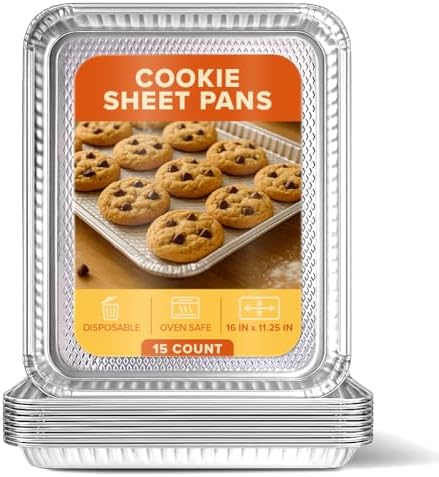 Stock Your Home Aluminum Pans Cookie Sheet Baking Pans (15 Pack) Disposable Foil Trays - Reusable and Durable Nonstick Baking Sheets – Disposable Cookie Pans by StockYourHome
