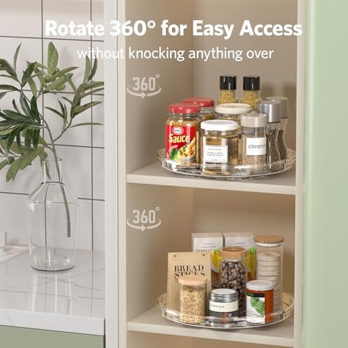 LAMU 4 Pack 9.25in Lazy Susan Organizer, Clear Lazy Susan Turntable for Cabinet, Refrigerator, Table Top, Kitchen, Bathroom, Pantry Organizers and Storage - Image 3