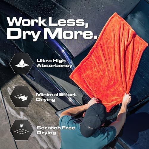Blackline Microfiber Car Drying Towel 24"x36", 1300GSM Twisted Loop - Image 2
