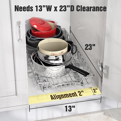 Simple Houseware Under Cabinet Pull Out Sliding Shelf, 21" Dx11 W, Chrome - Image 3