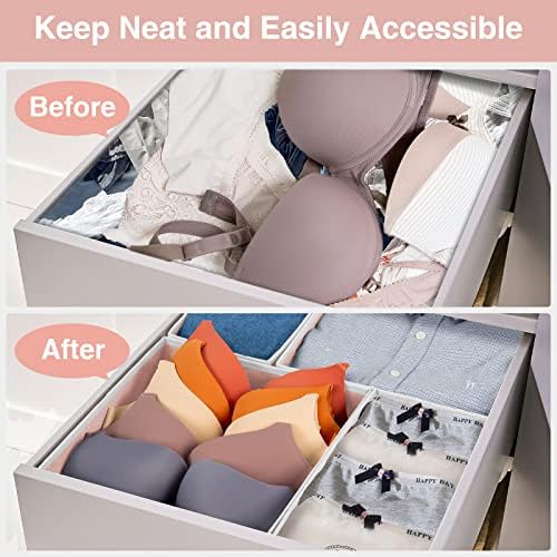 Criusia 8 Pack Underwear Drawer Organizer, Foldable Cloth Storage Box Closet Dresser Drawer Divider for Clothes, Bras, Socks, Ties, Scarves, Lingerie, Accessories - Image 2