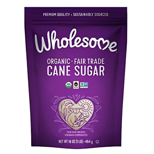 Wholesome Organic Cane Sugar, Fair Trade, Non GMO & Gluten Free, 1 Pound (Pack of 12)