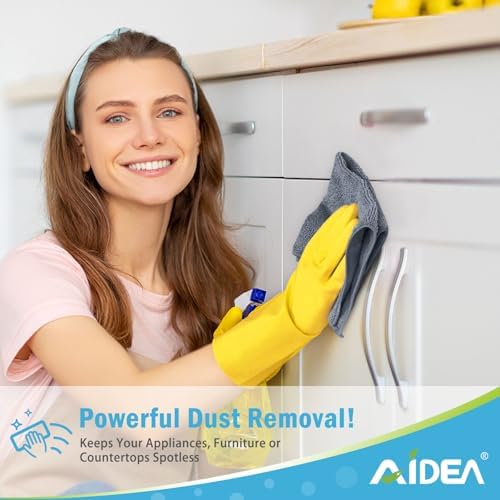 AIDEA Gray Microfiber Cleaning Cloth-24PK, Cleaning Rags 12"x 16" Absorbent - Image 4