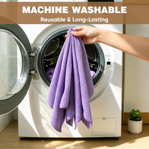 10 PCS Dark purple Microfiber Cleaning Cloths, Assorted Cleaning Rags - Image 6