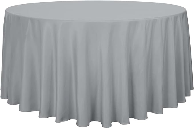 sancua Round Tablecloth, 120 Inch, Silver Grey by sancua