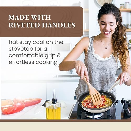 Non Stick Frying Pans - Tuxton Home Concentrix 2-Piece Stainless Steel Pan Set - Stove & Oven Compatible 8-inch & 11-inch Ceramic Frying Pan with Riveted Handles - Cayenne Red Nonstick Pan Set - Image 5
