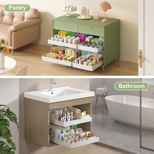 2-Pack-Expandable-Pull-Out-Cabinet-Organizers, No Drill Slide Out Drawers - Image 3