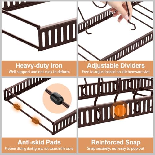Housolution Pot and Pan Lid Organizer Holder Storage Rack, Bronze - Image 3
