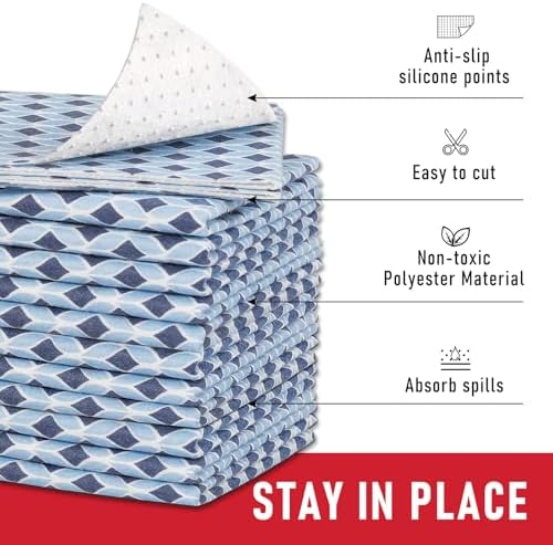 Cooyes 12 Pack 12" × 24" Cloth Shelf Liners for Kitchen Cabinets, Non-Slip Refrigerator Liners Machine Washable, Fridge Drawer Mats for Glass Shelves, Easy to Cut, (Light Blue) - Image 4