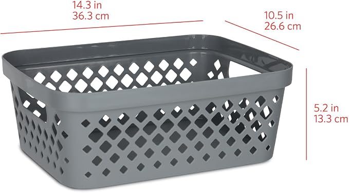 Glad Plastic Storage Basket Set, Value Pack of 6 | Open Storage Bins for Shelves, Bathroom, Pantry, Closet | Nesting Organizer Boxes with Handles, 2 Gallon, Grey - Image 5