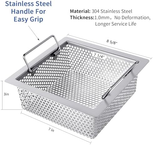 Floor Drain Strainer 304 Stainless Steel, Double Handle Basket, 1.0Mm, 8.5" x 8.5" x 3" Floor Sink Strainer, Super Large Drainage Area Floor Drain Filter- Perfect for Restaurant, Bar, Buffet - Image 4