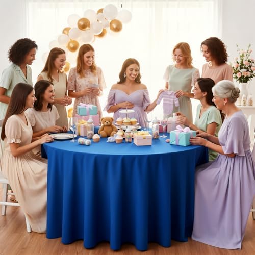 8 Packs 120 Inch Royal Blue Round Tablecloth - Image 3