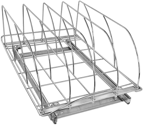 LYNK PROFESSIONAL® Pull Out Cookie Sheet Organizer for Cabinet – Baking Sheet Organizer – Sheet Pan Organizer - Lifetime Ltd. Warranty – 14” x 21” Deep Inside Cabinet, Chrome - Image 6