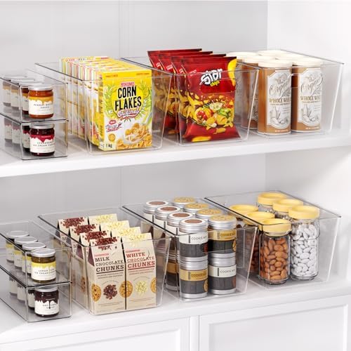 4 Pack Large Clear Plastic Storage Bins, Kitchen &Pantry Organizer | Heavy-duty 450g BPA-free PETG containers with handles for fridge, under-sink, bathroom, office, closet, and garage storage - Image 3