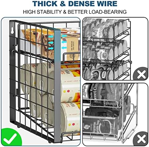 JKsmart 2-Tier Stackable Can Rack Organizer for Pantry, Adjustable Can Dispenser Holds Up to 60 Cans, Can Storage Holder for Various Ounces of Canned Food Soda Drinks, Black, 2 Pack - Image 6