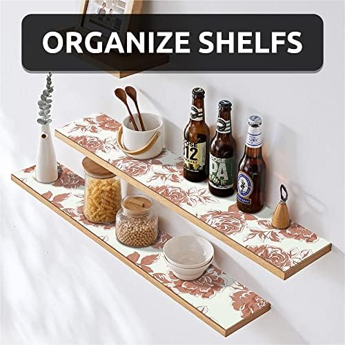 FIFTY FEET 12X120 Inch Shelf Liner for Kitchen Cabinets, PVC Drawer Liner for Dresser Non-Slip Bathroom, Non-Adhesive Cabinet Liner Washable (Red Flower)(7 Roll) - Image 2