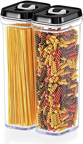 DWËLLZA KITCHEN Airtight Food Storage Containers Set - 7 PC Set - For Kitchen Pantry Organization and Storage - BPA-Free - Clear Plastic Canisters for Spaghetti, Noodles, Pasta, Snacks & Much More - Image 2