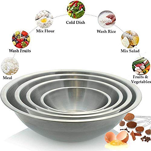 Tiger Chef Stainless Steel Mixing Bowls Set for Kitchen - Nesting Prep Bowls (Set of 6) - Image 7