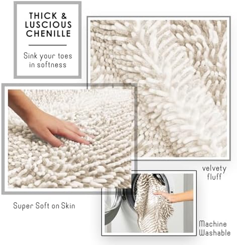 Clara Clark Bathroom Accessories Set - Bathroom Set, Bathroom Sets with Shower Curtain and Rugs, Shower Curtain Set with Bathroom Trash Can - Ombre White - 22PC - Image 6