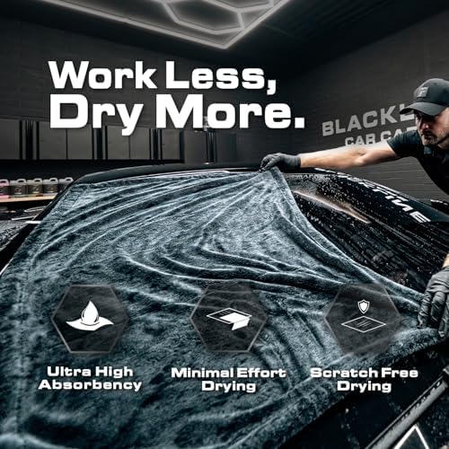Blackline Microfiber Car Drying Towel 24"x36", 1300GSM Twisted Loop - Image 2