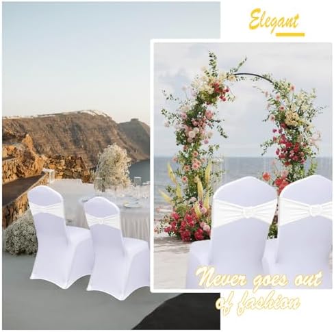 White Chair Sashes 60 Pack Spandex Sashes for Chairs Universal Chair Sashes Bands with Heart Buckle Slider for Wedding Banquet Party Decorations - Image 4