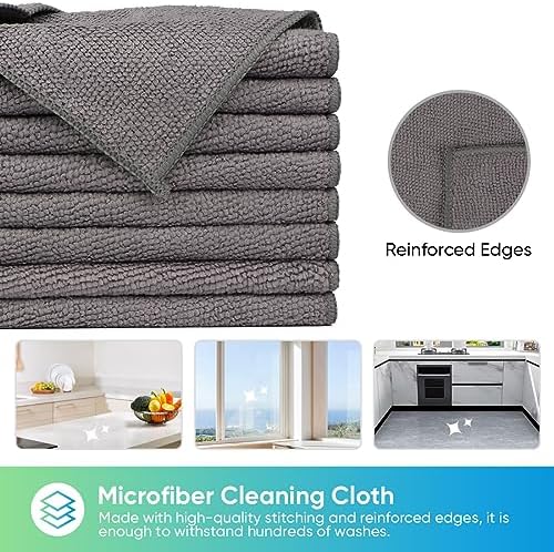 HOMEXCEL Grey Microfiber Cleaning Cloth, 24 Pack Cleaning Towels for Kitchen, Lint Free, Scratch-Free, Highly Absorbent, and Reusable Cleaning Rags for House, Window and Glass, Cars, 11.5 X11.5 inch - Image 2