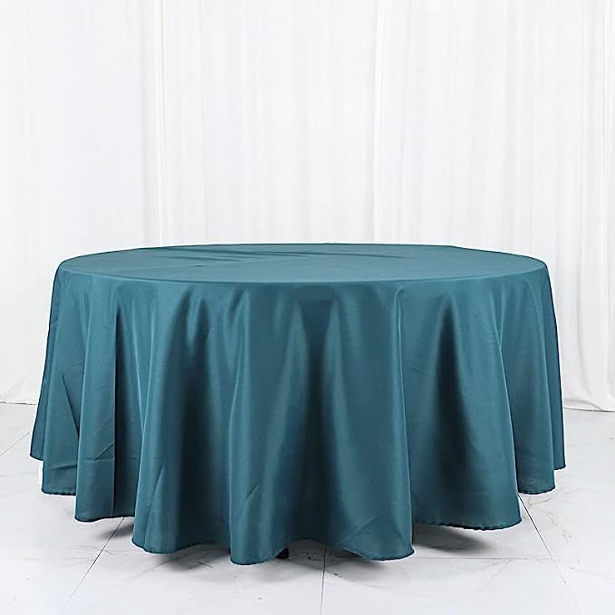 BalsaCircle 6 pcs 108 inch Peacock Teal Round Polyester Tablecloths Fabric Table Cover Linens for Wedding Party Banquet Reception Events Kitchen Dining - Image 7