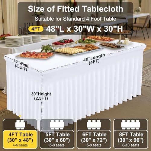 Smiry 2 Pack Spandex Elastic Fitted Table Cloth Skirt for 4FT Table - Image 4