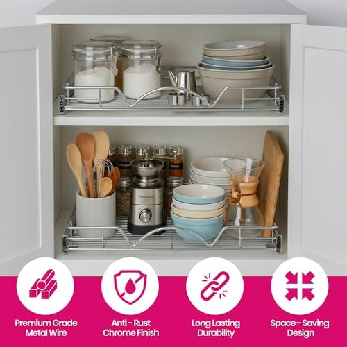 HOLDN’ STORAGE Pull Out Cabinet Organizer, 8”W x 21”D Cabinet Drawer - Image 5