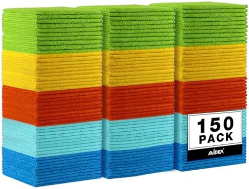 AIDEA Microfiber Cleaning Cloth-150PK, Microfiber Towels for Cars, 12"×12" by AIDEAHOME
