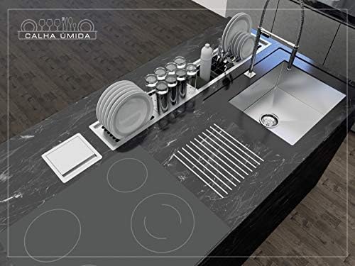 Calha Umida Stainless Steel Top Mounted Dish Drying Rack, Space-Saving Dish Rack, Dish Racks for Kitchen Counter, Durable Stainless Steel Kitchen Drying Rack with a Cutlery Holder 5M DPTE - Image 2