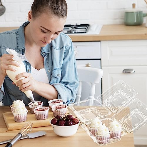 Jizvxe 200 Pcs Clear Plastic Take out Containers,Disposable Fancy Hinged Top Square Clamshell Food Boxes,Cake Slice Containers Clamshell Takeout Tray with Clear Lids,5.3x4.7x2.8 Inch - Image 7