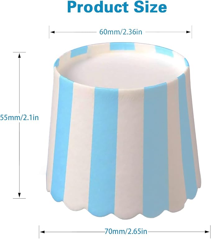 Cupcake Cases, 100PCS High Wall Cupcake Liners Baking Cups Heavy Duty Disposable Large Muffin Cases Liner greaseproof Paper Cup for Wedding Birthday Party Blue and White Stripes - Image 2
