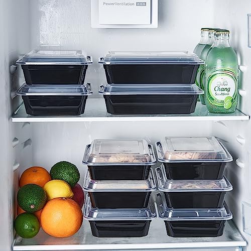 Jaluxing 32 oz 50Pack Plastic Meal Prep Food Storage Containers with Lids Reusable 1 Compartment To Go Lunch Box Black Extra Large &Thick Microwave Freezer Safe BPA Free Stackable (Formerly FULING) - Image 4