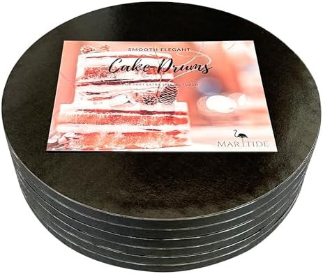18 Inch Cake Board Drums Round, 6-Pack, Black, Sturdy 1/2” Thick for Heavy Or Multi-Tiered Cakes by Maritide