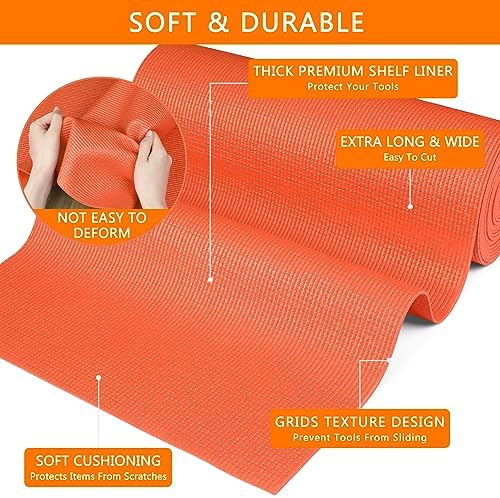 Foam Toolbox Liner Drawer Liner, Non-Slip Shelf Liners 18"W x 288"L Orange - Image 3