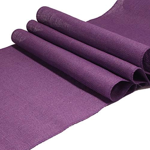 BambooMN Purple 15" x 88" Vintage Burlap Table Runner for Rustic Wedding Bridal Shower Bachelorette Graduation Party Table Decor Decorations, 6 Pieces - Image 2