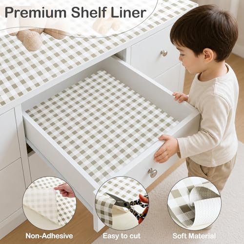 Green Non-Adhesive Gingham Drawer Liner 11.8IN x 20FT - Image 6