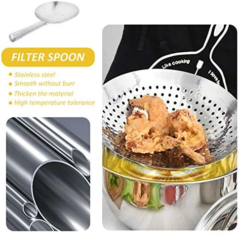 Yardwe Stainless Steel Skimmer Spoon 18 Inch Fine Mesh Oil Strainer Multi-Functional Kitchen Gadget for Frying Pasta Vegetables and More - Image 4