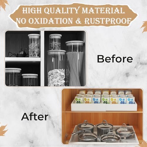 Pull Out Cabinet Organizer -Expandable – 12.56 x 18.89 Inch Pots And Pans Organizer Under Cabinet – Heavy Duty Carbon Steel Pull Out Drawers – Easy Installation No Screw Adjustable Cabinet Drawers - Image 6