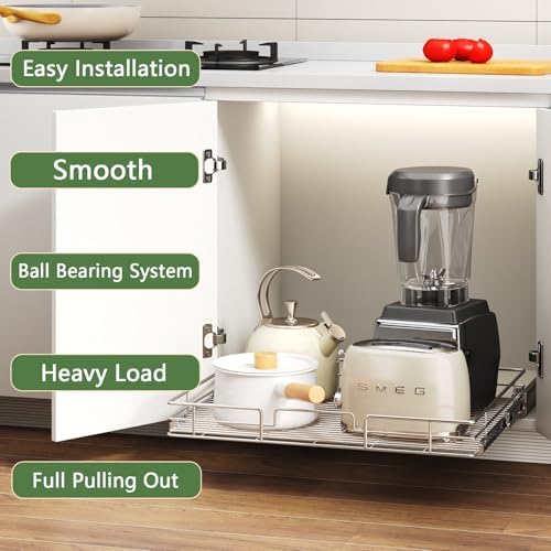 Pull Out Cabinet Organizer 28½" W x 21½" D, Heavy Duty Cabinet Pull Out Shelves, Slide Out Drawers Organization for Kitchen Cabinets Bathroom - Image 2