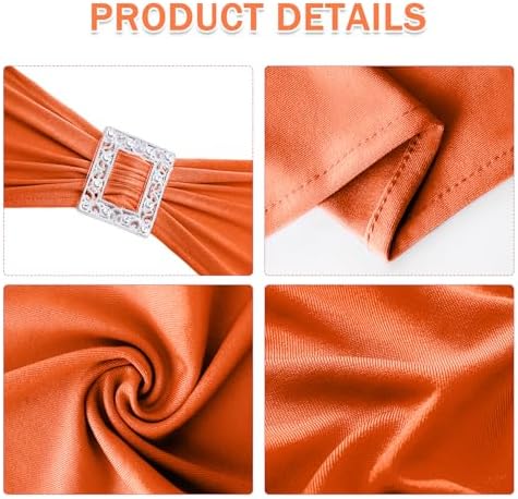 Joccun 120 PCS Spandex Chair Sashes Bows Stretch Chair Cover Band with Buckle Slider Universal Elastic Chair Ties for Wedding Banquet Party Event Decoration (Orange) - Image 3