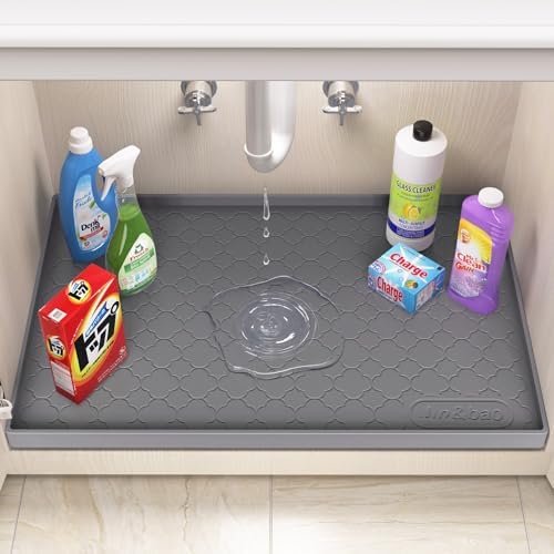 Jin&Bao Under Sink Mat 28" x 22" Waterproof Silicone Cabinet Kitchen Liner - Image 3